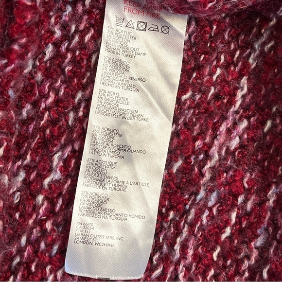 Urban Outfitters Chunky Oversized Turtleneck Sweater. Red Pink Size S #976 - Picture 7 of 7